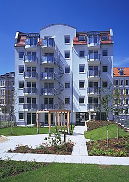 Hochwertige Mietwohnungen in Leipzig, Gartenansicht der Volckmarstraße 11